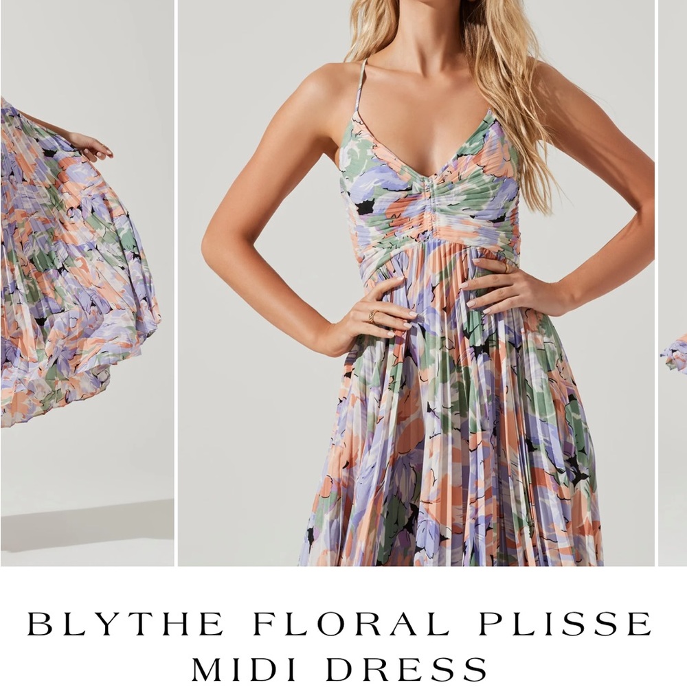 ASTR the label Floral Plysse Midi Dress in coral
